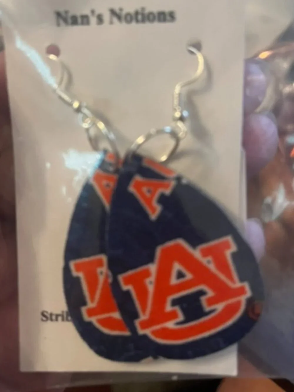 Cute & Lightweight Handmade Auburn University Hook Earrings NEW